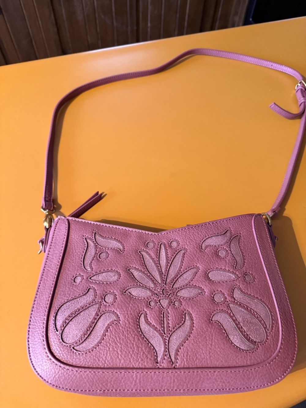 Embossed Blush Pink Leather Crossbody Bag Style & Co